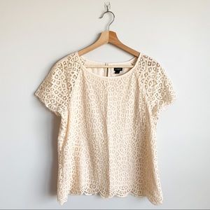 J. Crew Eyelet Lace Blouse Scallop Top 10 Large L